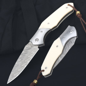 Damascus Steel Blade Freewolf Polyester Handle Pocket Folding Knife UD408766